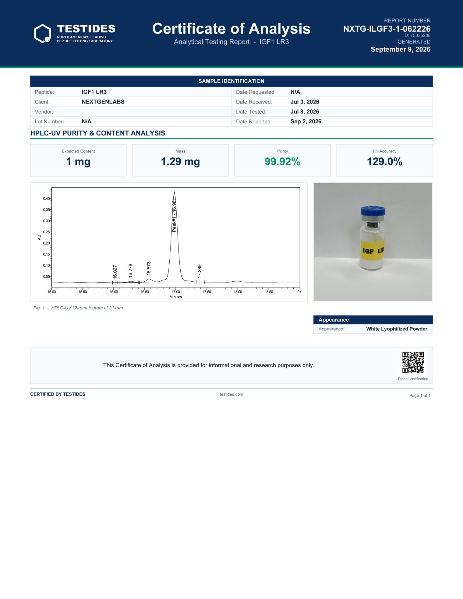 IGF-1 LR3 1MG